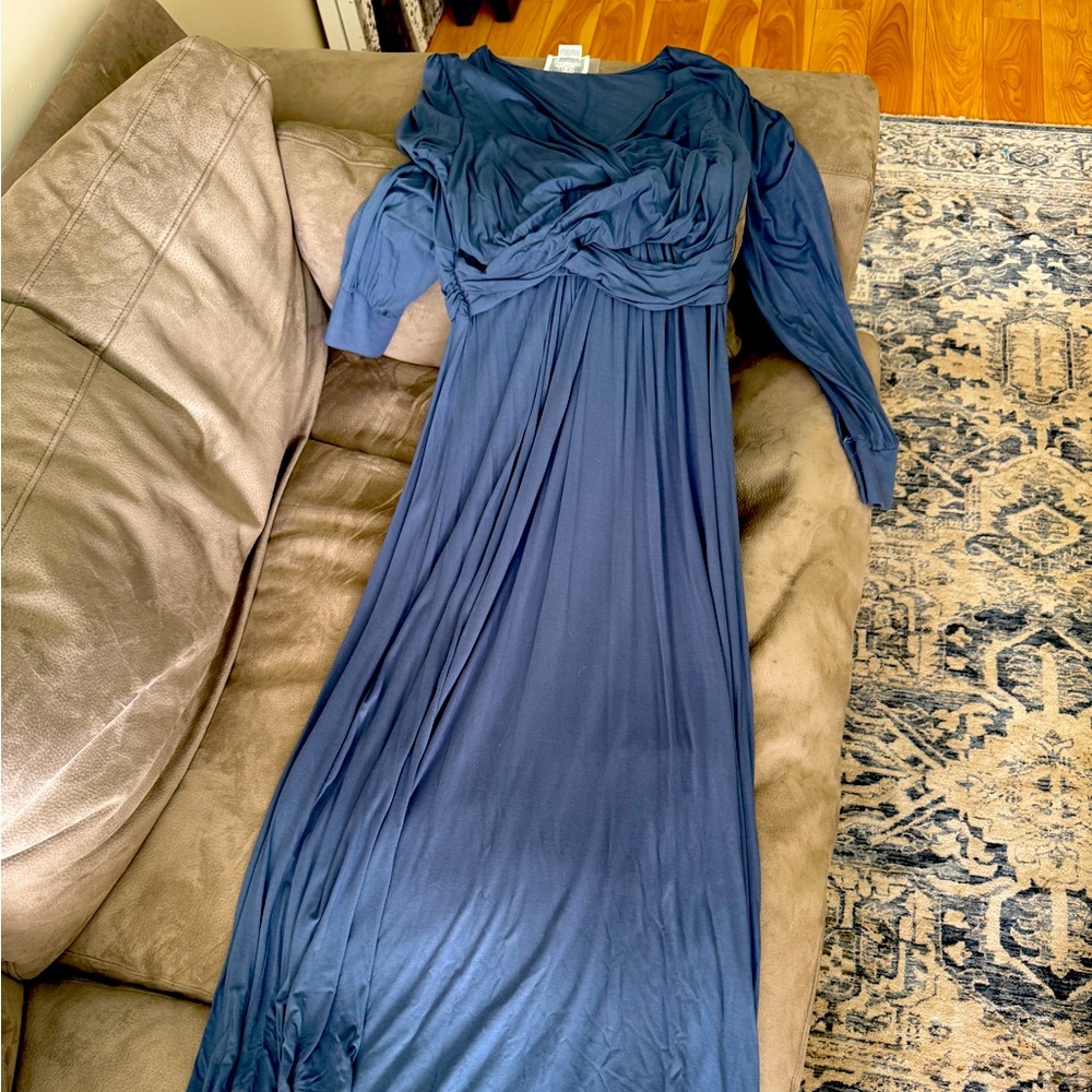 Elegant Blue Long Sleeve Dress